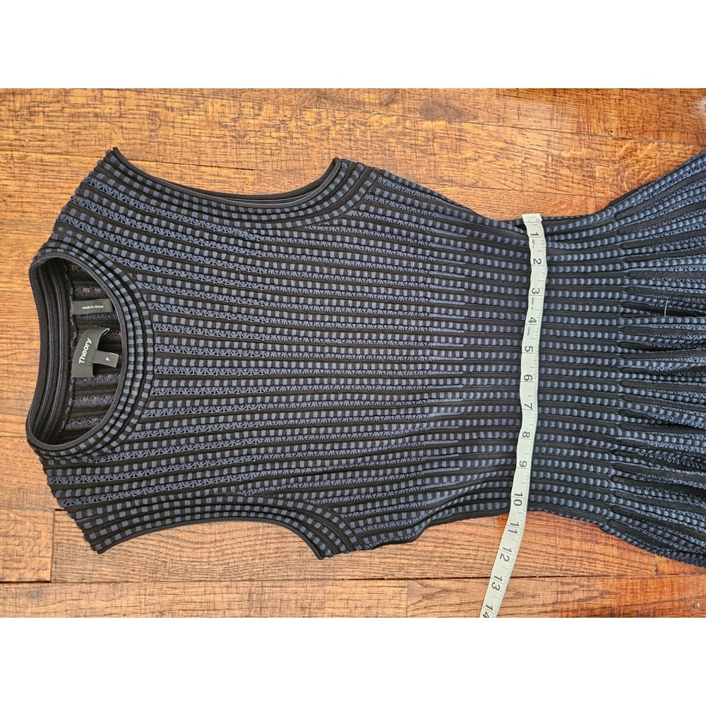 Theory Novelty Checker‎ Knit Sleeveless Short Sheer Dress sz XS-S P - Picture 5 of 9